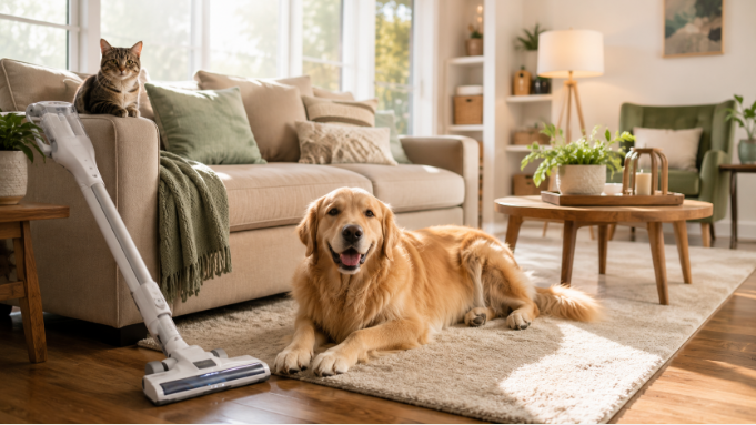 he Pet Owner’s Guide to a Fur-Free, Fresh-Smelling Home